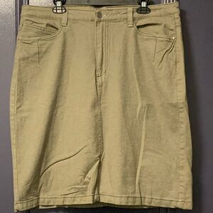 Cotton Ginny Midi Skirt Denim Green Pockets Size 18 Waist: 19.5”